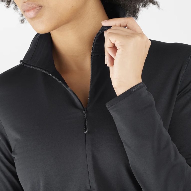 Salomon Essential Lightwarm Half Zip Women's Jackets Black | CA 79H28